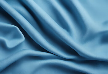 Obraz premium Abstract smooth elegant blue fabric silk texture soft background, flowing satin waves.