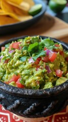 Guacamole . Mexican food. Vertical background 