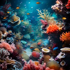 Fototapeta na wymiar Liquid coral creating a vibrant underwater scene on a solid, textured ocean floor