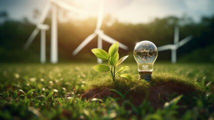 Concept idea clean energy in nature. Generative AI - obrazy, fototapety, plakaty