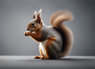 Squirrel on gray background.
