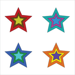 Colorful Stars Set, Vector Stars