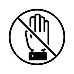 Vector solid black icon for no touch