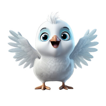 Dove cartoon character on Transparent Background