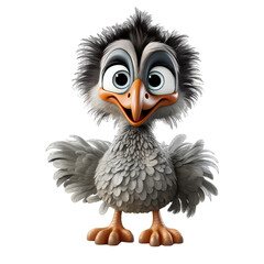 Emu bird cartoon character on Transparent Background