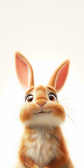 Fototapeta premium cute easter bunny rabbit looking up on the white background. Searching for easter offer or easter card.