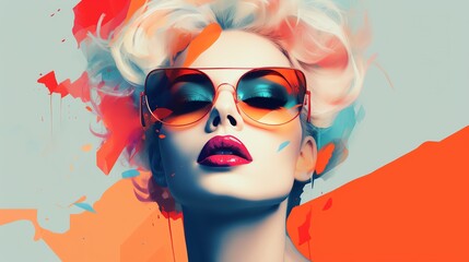 Obraz premium Abstract portrait of a beautiful blonde woman. AI generated image.