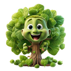 Fig Tree cartoon character on Transparent Background