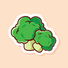 vector cute cartoon of green broccolies isolated