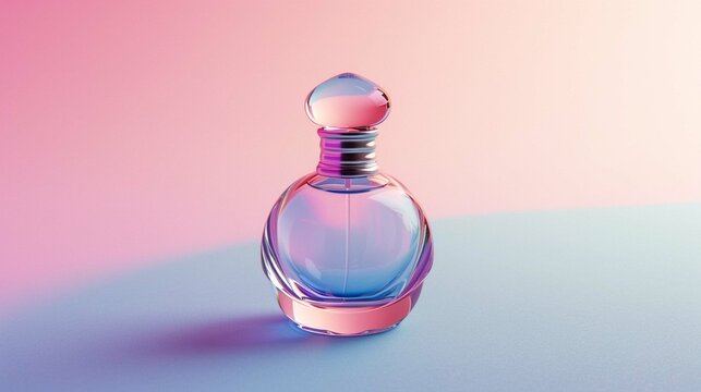 Elegant perfume bottle on a pastel background