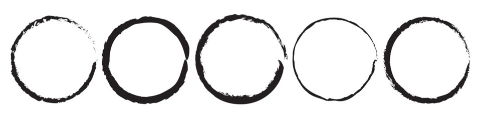 Grunge round shapes. Grunge banner collection. Hand drawn ink illustration isolated on white.