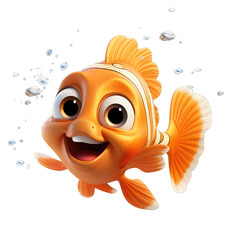 Gold Fish cartoon character on Transparent Background