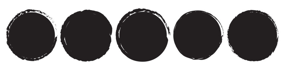 Grunge round shapes. Grunge banner collection. Hand drawn ink illustration isolated on white.