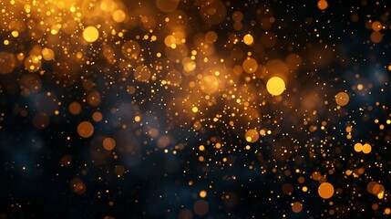 
Festive abstract Christmas texture, golden bokeh particles and highlights on dark background