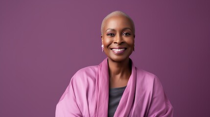 Bold woman cancer patient, recovery concept. AI generated image.