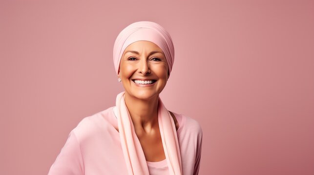 Bold woman cancer patient, recovery concept. AI generated image.