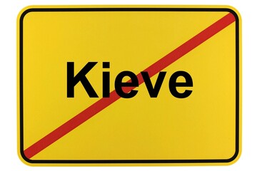 Illustration eines Ortsschildes der Gemeinde Kieve in Mecklenburg-Vorpommern