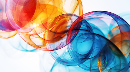 Colorful abstract background with orange purple and blue color circle shape on white background, 3D illustration.