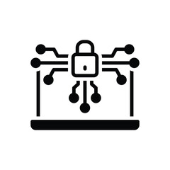 Black solid icon for encryption