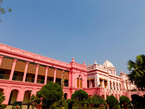 Ahsan Manzil located in Dhaka, Bangladesh. Beautiful palace in Bangladesh. Historical building. pink palace. Ahsan manjil.  