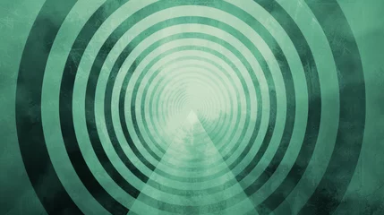 Fotobehang Mint green abstract wallpaper made out of concentric circles. Pyramid in the middle. © Jan