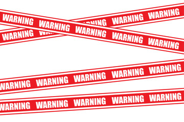 warning red tapes, police line on white background