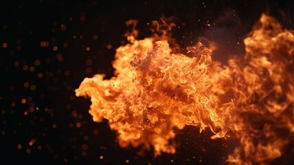 
Super slow motion of fire blast isolated on black background. 