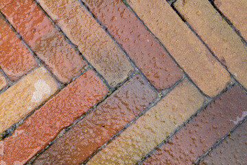 Close up of slippery conditions caused by glaze ice on surface of the street during the winter season.