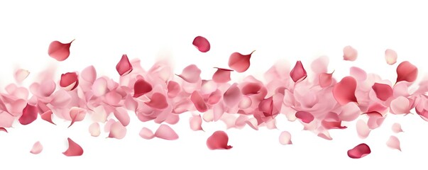 Falling rose petals on white background Generative Ai