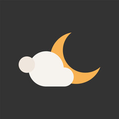 Night icon vector illustration, moon icon with cloud