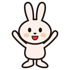 バンザイをして喜ぶうさぎさんのイラスト