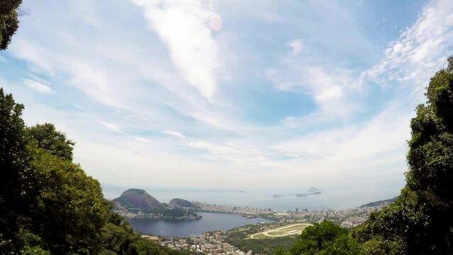 rio de janeiro city time lapse from the hills beautiful coast landscape sunny day clouds