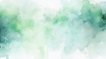 Fototapeta na wymiar fresh green watercolor surface with splatters on white background, illustration