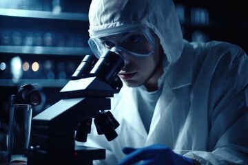 closeup shot of a young scientist working with samples in a lab - obrazy, fototapety, plakaty