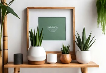 plant in the room in front of photo frame