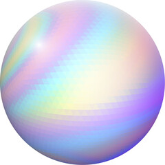 Vibrant colored y2k styled abstract ball shape with holographic texture
