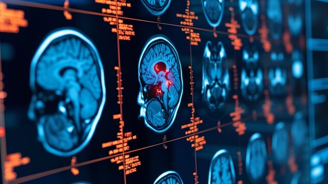 Diagnostic PET/CT scan images of the human brain reveal detailed activity, serving as a crucial tool for medical professionals in analyzing brain health and detecting anomalies.