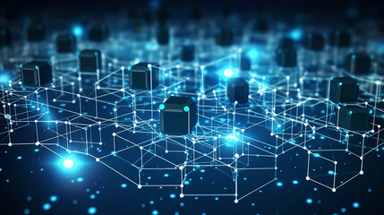 Fototapeta premium Modern science background hexagon lines and points wave flow abstract background
