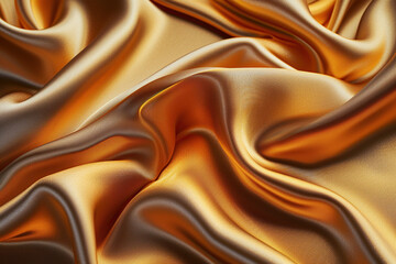 close up horizontal image of a shiny golden fabric wallpaper background Generative AI