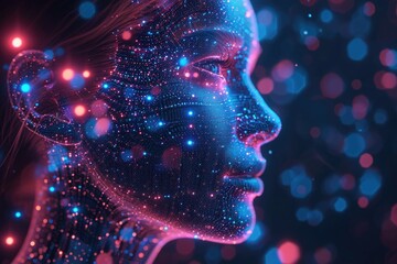 portrait of a person with a head, abstract backgrounds cyborg girl an artificial intelligence concept