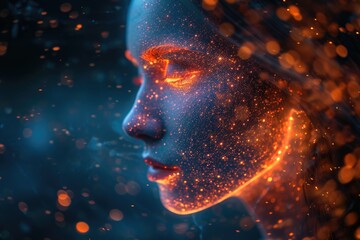 portrait of a person with a head, abstract backgrounds cyborg girl an artificial intelligence concept