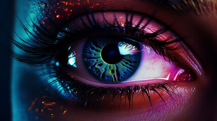 A close-up photo of a woman's eye. Generative AI