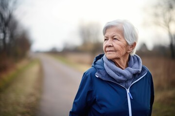 portrait of a senior woman going for a run outdoors - obrazy, fototapety, plakaty
