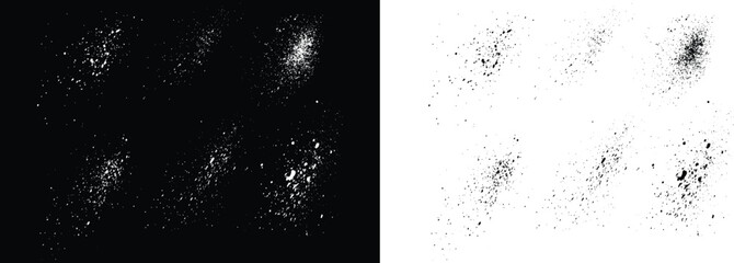 Collection of Halloween black and white grunge vector brush stain blood background set. Brush strokes scribble collection