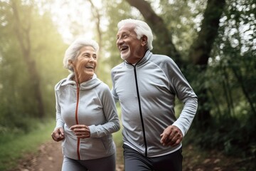 shot of a senior couple out for a run together
