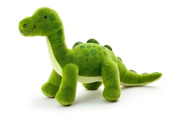Doll green plush dinosaur white background