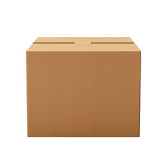 Brown cardboard box isolated on a transparent background.