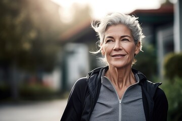 shot of a mature woman going for a run outdoors