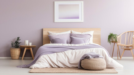 Fototapeta na wymiar Cozy Nighttime Retreat with Luxurious Bedroom Decor. Generative AI
