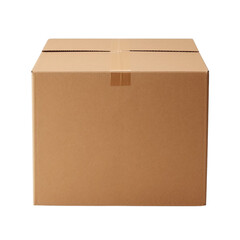 Brown cardboard box isolated on a transparent background.